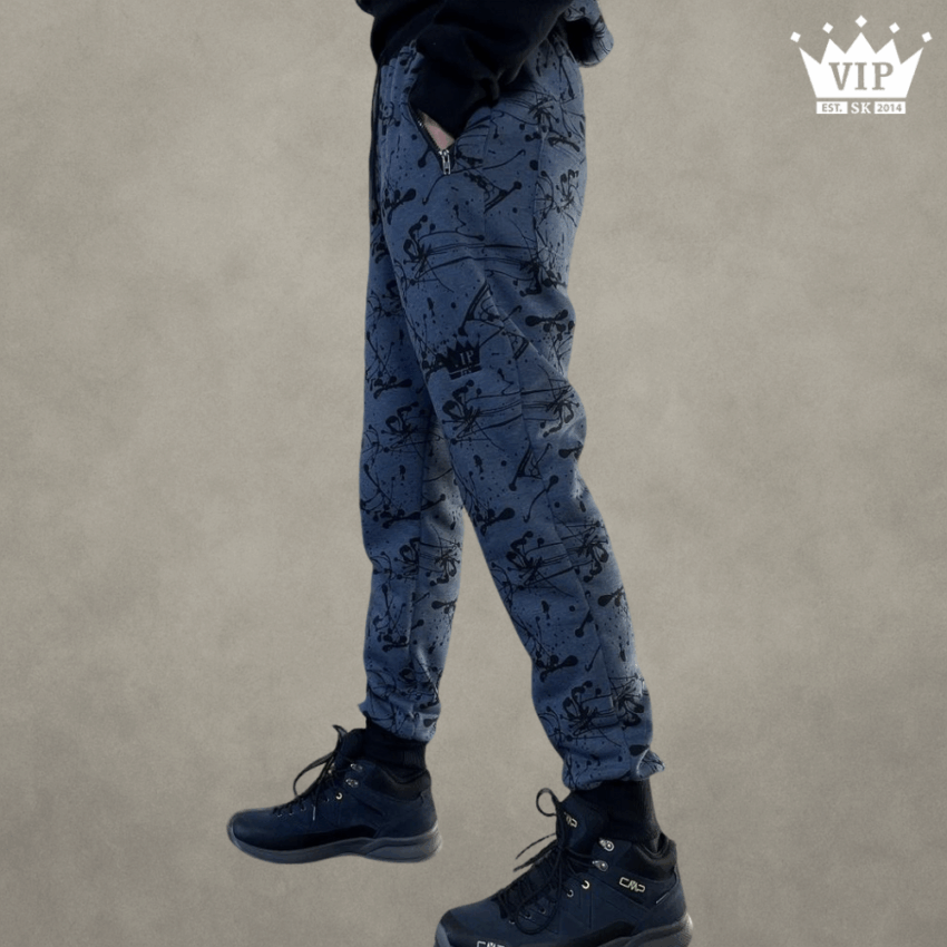 Modro čierny batik tepláky výpredaj