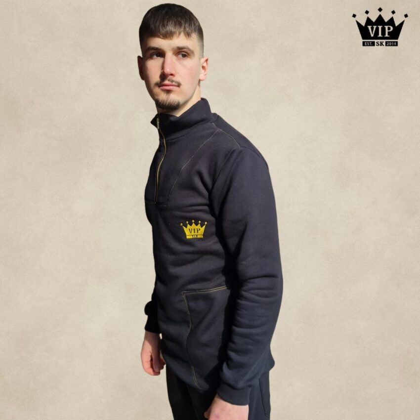 JEANS mikina VIPSK čierna so zlatou vyšívkou