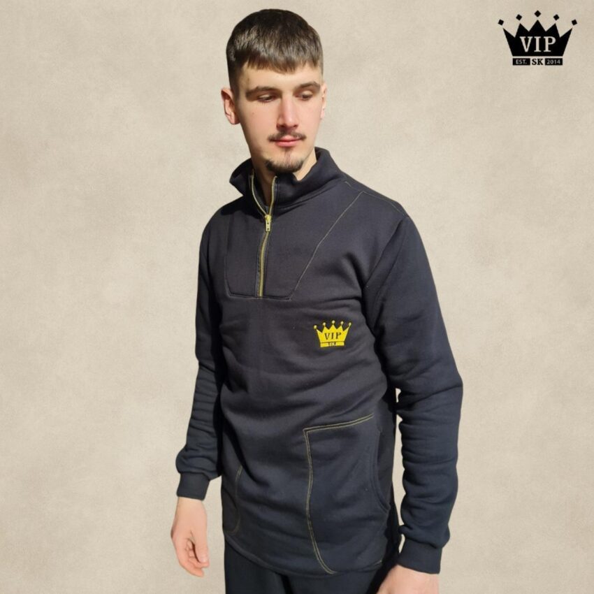 JEANS mikina VIPSK čierna so zlatou vyšívkou