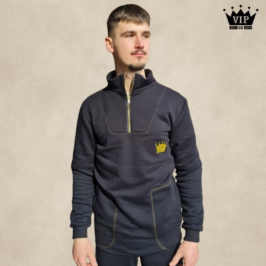 JEANS mikina VIPSK čierna so zlatou vyšívkou