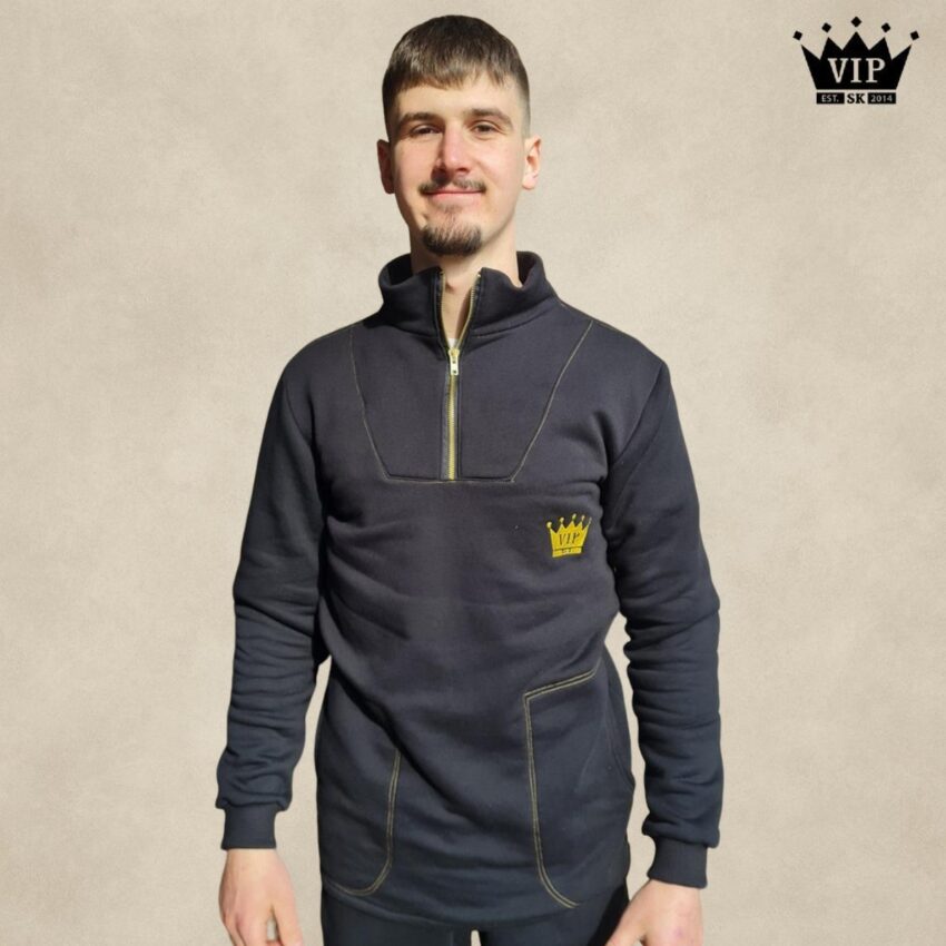 JEANS mikina VIPSK čierna so zlatou vyšívkou